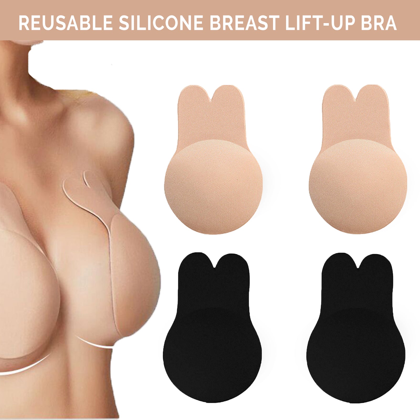 Reusable Silicone Breast Lift-up Rabbit Strapless Bra