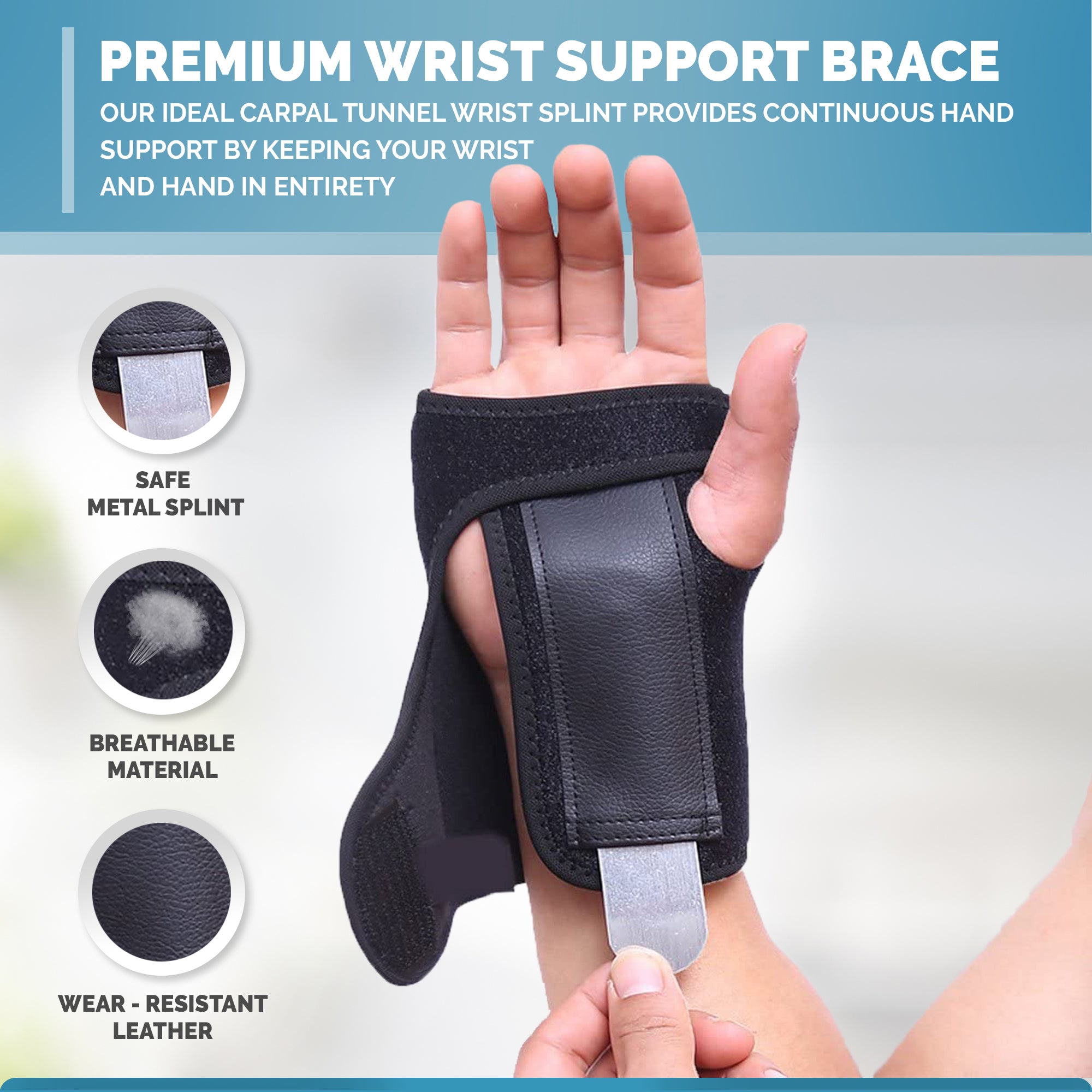 Carpal Tunnel Wrist Brace Metal Splint Support Arthritis Sprain Hand Pain Relief - La Paz County - Foto 4