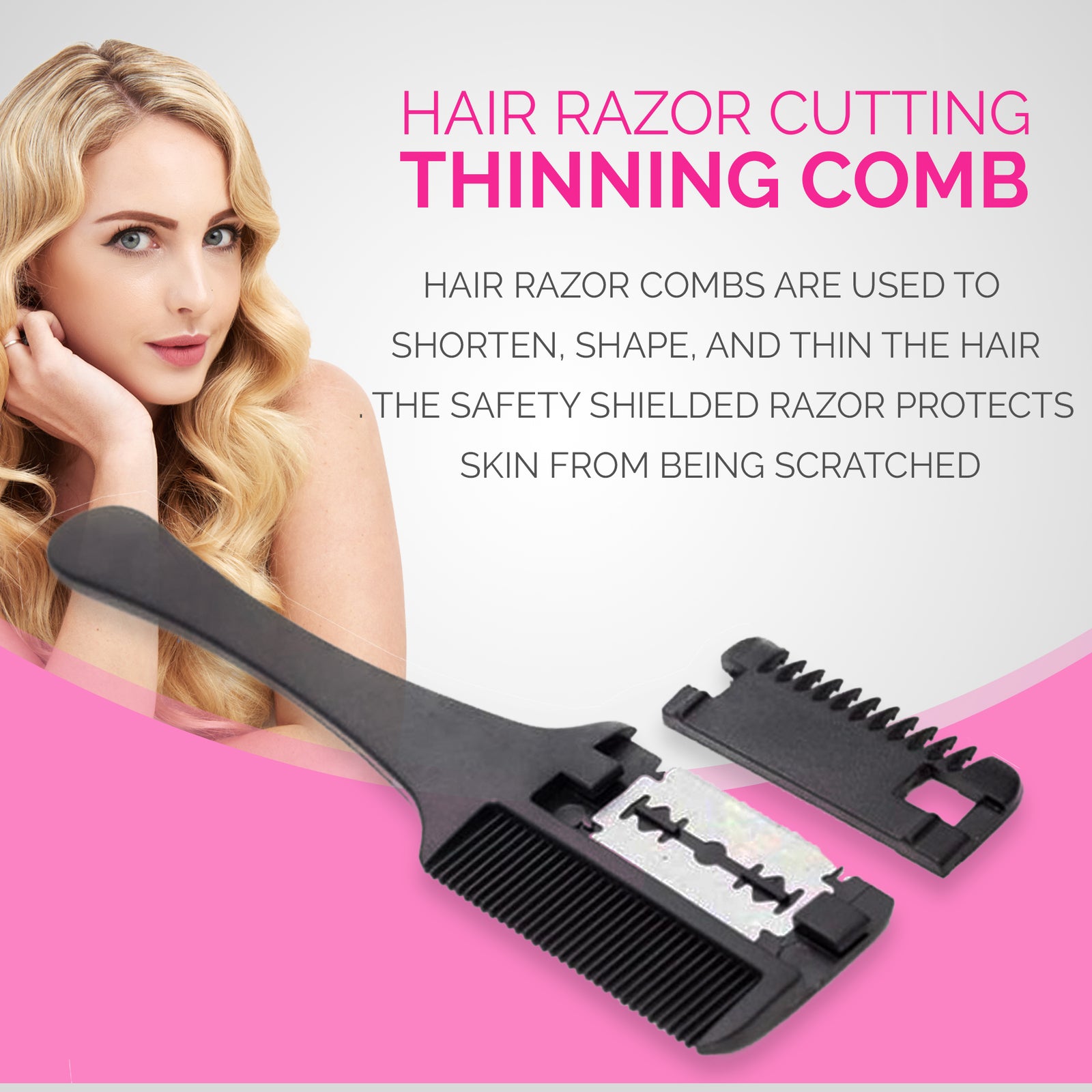 Professional Hair Razor Comb Cutting Scissors ( Thinning Trimmer Inside Blades )